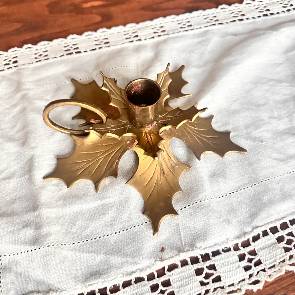 Vintage brass Leaf Candle Holder